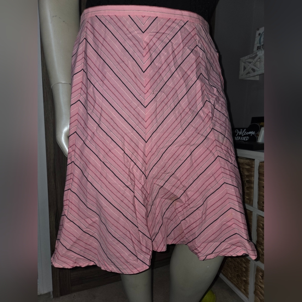 Fashion Bug Pink and Black Knee-Length A-Line Skirt